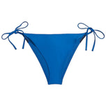 Slip da bagno blu con laccetti laterali e chiusura in tessuto elasticizzato
