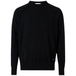 Maglioncino in merino nero con girocollo e polsini a costine