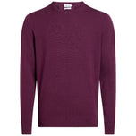 Maglioncino merino Calvin Klein prugna con scollo girocollo e maniche lunghe