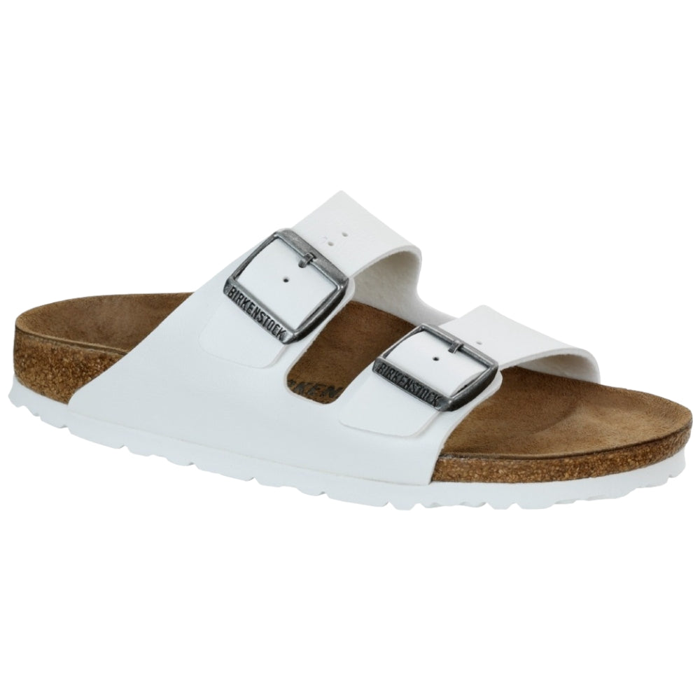 Ciabatte Birkenstock Arizona bianche con due fibbie regolabili e suola scanalata