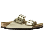 Ciabatte Birkenstock Arizona oro con due fibbie regolabili e suola scura