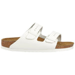 Ciabatte Birkenstock Arizona bianche in pelle con due cinturini e suola bianca
