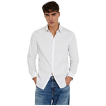 Camicia slim Guess bianca, maniche lunghe, colletto e bottoni frontali