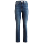 Jeans skinny da donna blu, chiusura con bottoni e tasche frontali