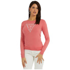 Guess maglioncino rosa Logo triangolo W3YR46 Z2NQ2 Maglieria Guess