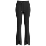 Pantaloni neri Guess a gamba a zampa con spacchi sul fondo e cintura con bottoni