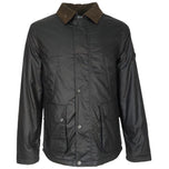 Giacca Field nera con colletto marrone e bottoni a pressione, tasche frontali