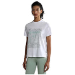 T-shirt Napapijri bianca con stampa grafica verde, scollo tondo e maniche corte