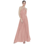 Abito a tuta jumpsuit rosa Superba, senza maniche, scollo a V, gonna lunga fluida