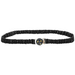 Cintura nera Asami elastica con fibbia dorata e pendente rotondo