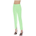 Pantaloni vita alta verde gamba dritta con spacchetto alla caviglia