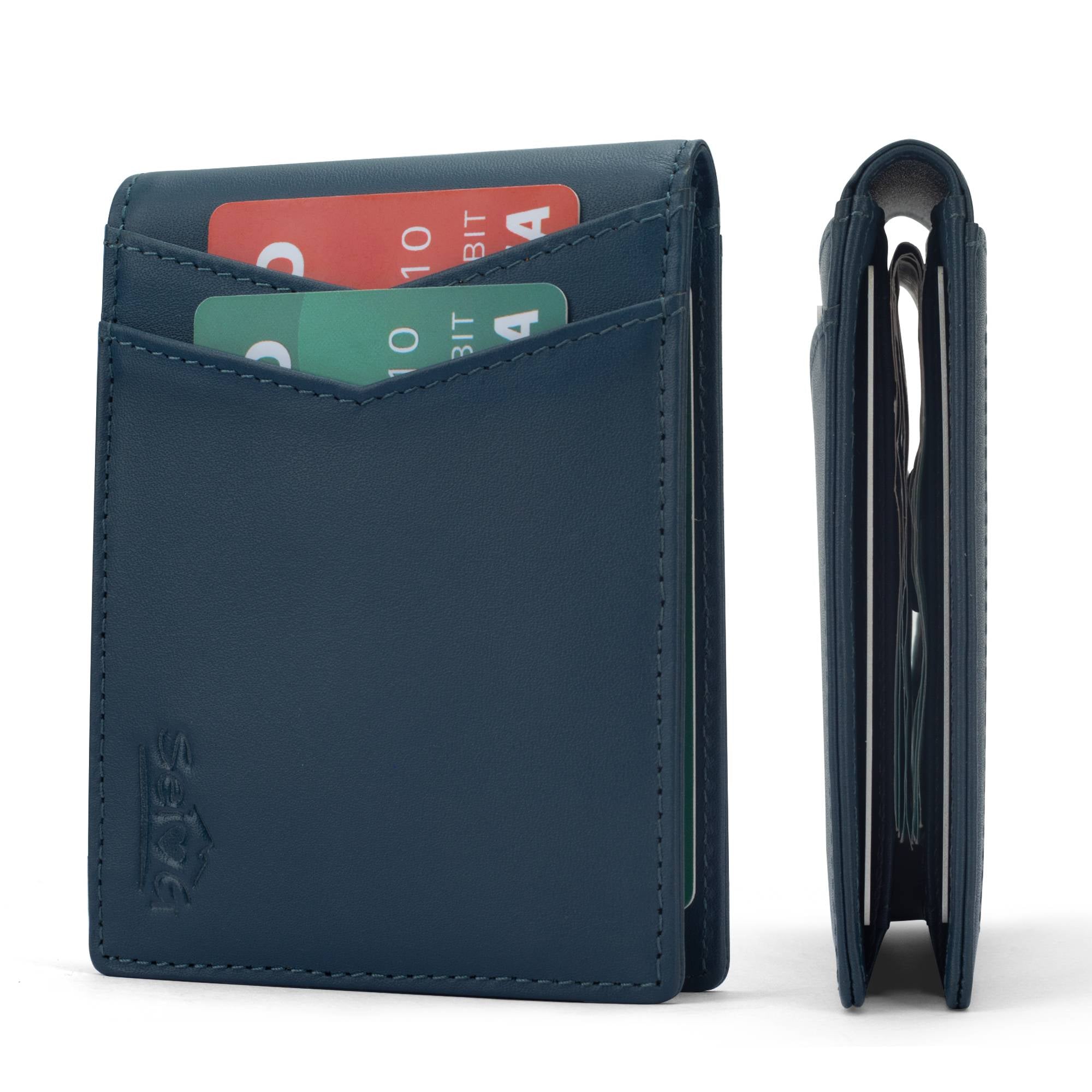 SEI G Portafoglio blu uomo portacarte blocco RFID Portafogli SEI G