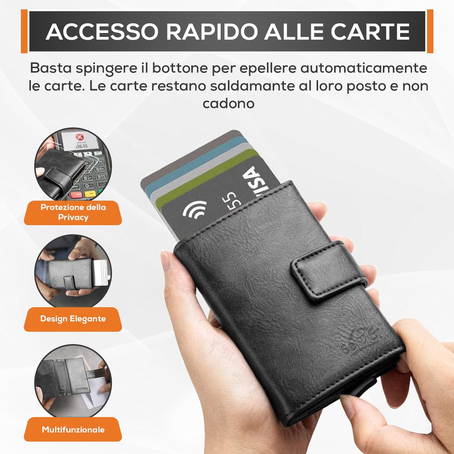 AKIELO Porta Carte di Credito Bifold con Blocco RFID – Porta Tessere
