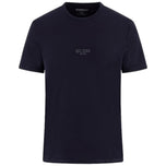 T-shirt Guess slim uomo in cotone blu scuro con logo piccolo frontale