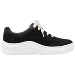 Sneaker nere da donna con suola bianca spessa e lacci bianchi