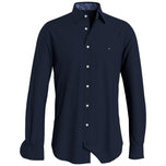 Camicia Tommy Hilfiger blu scuro maniche lunghe con colletto e bottoni