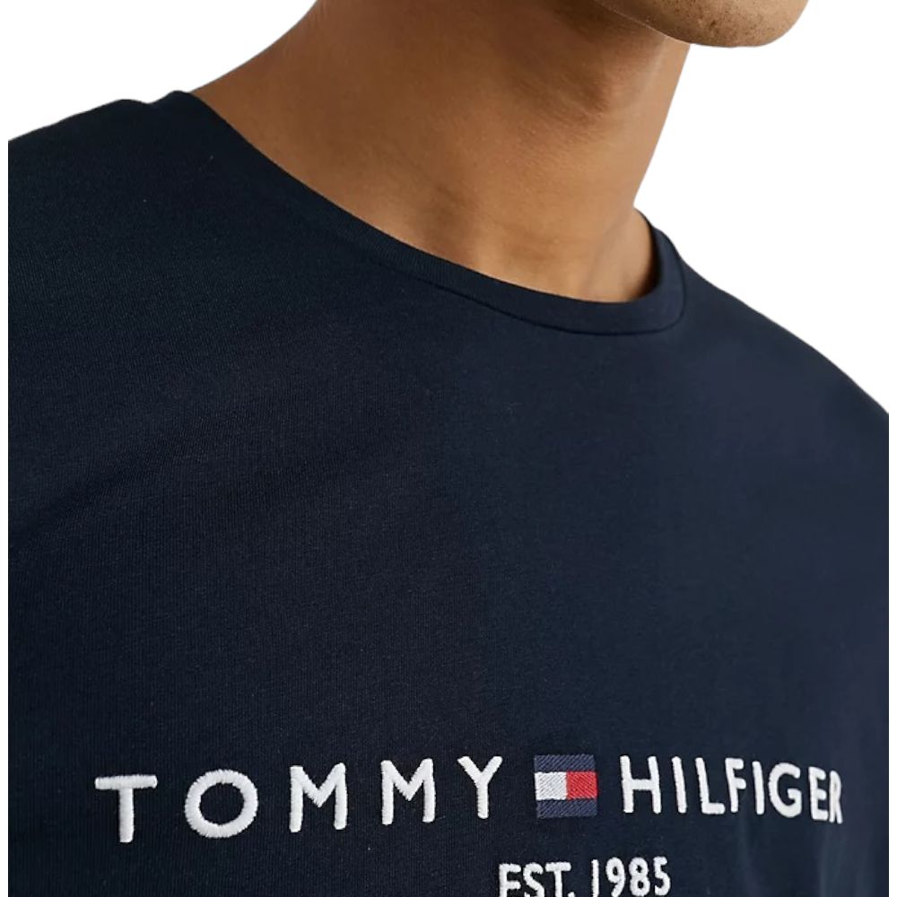 Tommy Hilfiger t-shirt blu logo scritta ricamata MW0MW11465403 T-shirt Tommy Hilfiger