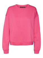 Felpa fuxia con girocollo e maniche lunghe