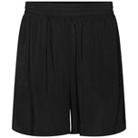Pantaloncino nero con vita elasticizzata e gamba ampia