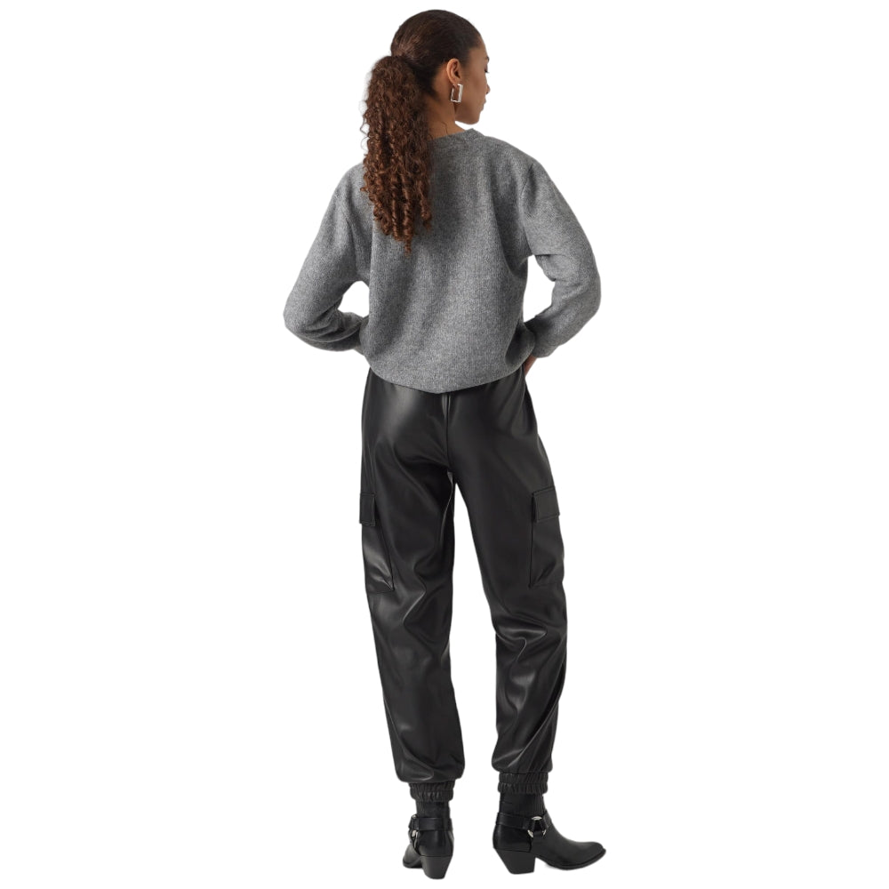 Vero Moda pantalone cargo ecopelle nero10299437 Pantaloni Vero Moda