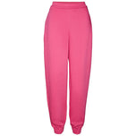 Pantaloni in felpa fuxia con vita elastica e fondo a polsino