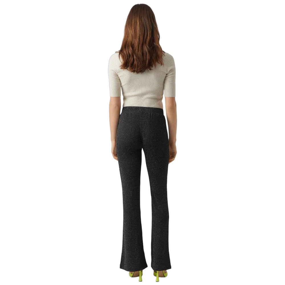 Vero Moda pantalone flare nero luccicoso Kanva Pantaloni Vero Moda