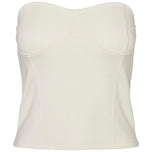 Top corsetto panna strapless con scollo a cuore e cuciture