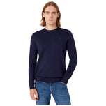 Maglioncino Wrangler blu con scollo rotondo e maniche lunghe, maglia a costine