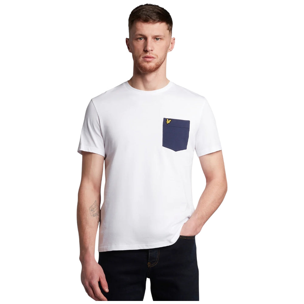 LyLe & Scott t-shirt bianca con taschino blu TS831VOG - Prodotti di Classe
