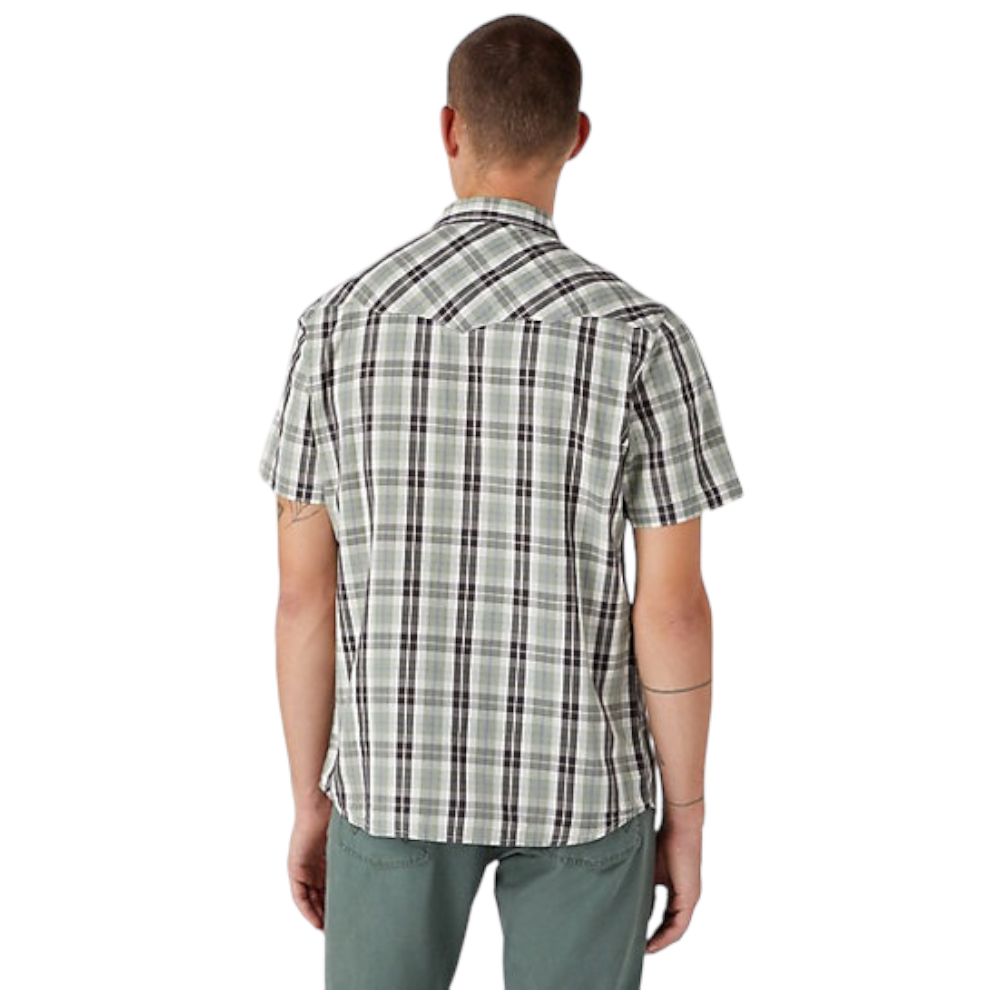 Wrangler camicia manica corta verde W5H8T4100 Camicie Wrangler