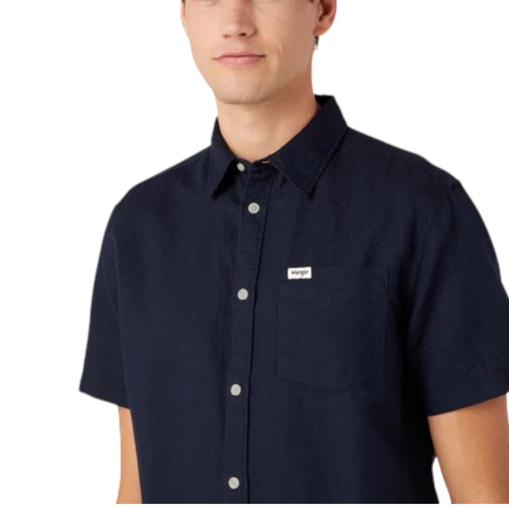 Wrangler camicia blu lino W5K0LOXAE Camicie Wrangler