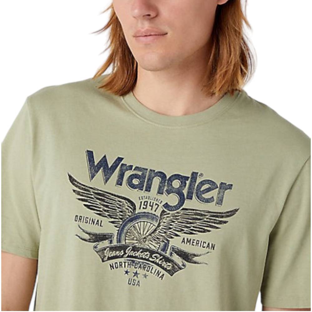 Wrangler t-shirt verde stampa America W70PEEG15 T-shirt Wrangler