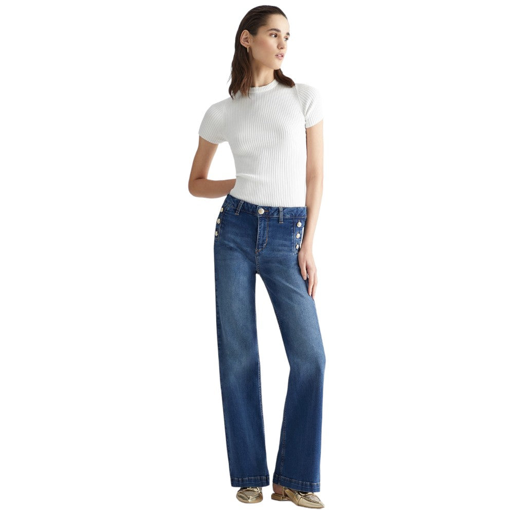 Liu Jo jeans Flare bottoni gioielli UA4131D4874 Jeans Liu Jo